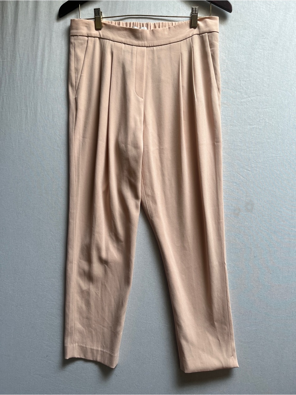 Aritzia Babaton Cohen Pleated Crepe Trouser Pants Beige Tan Size 8